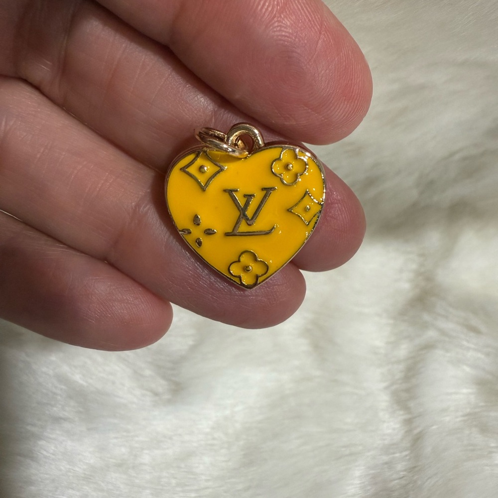 Louis Vuitton Yellow Heart Zipper Pull with Gold Colored Accents